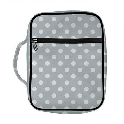 Grey And White Polka Dot Pattern Print Front Pocket Bible Bag