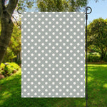 Grey And White Polka Dot Pattern Print Garden Flag
