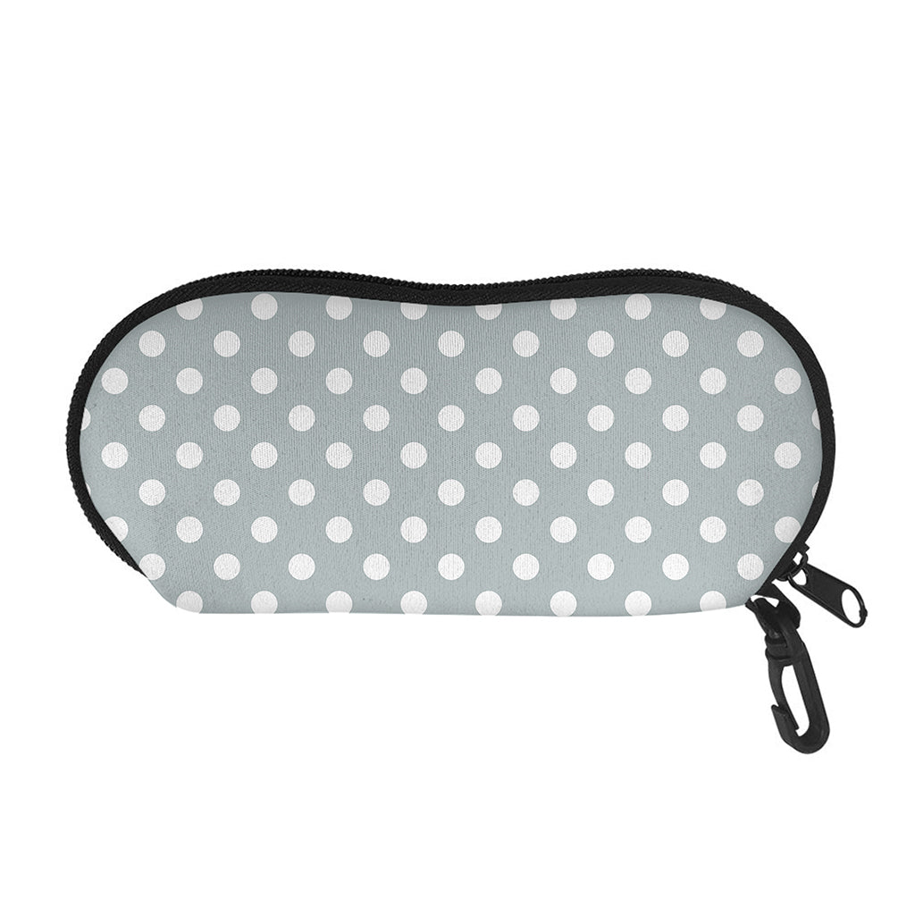 Grey And White Polka Dot Pattern Print Glasses Case