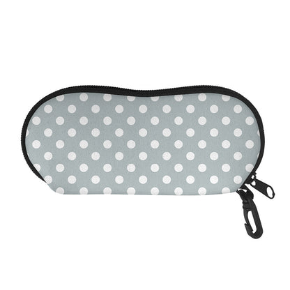 Grey And White Polka Dot Pattern Print Glasses Case