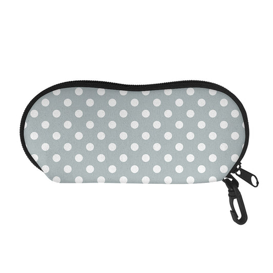 Grey And White Polka Dot Pattern Print Glasses Case