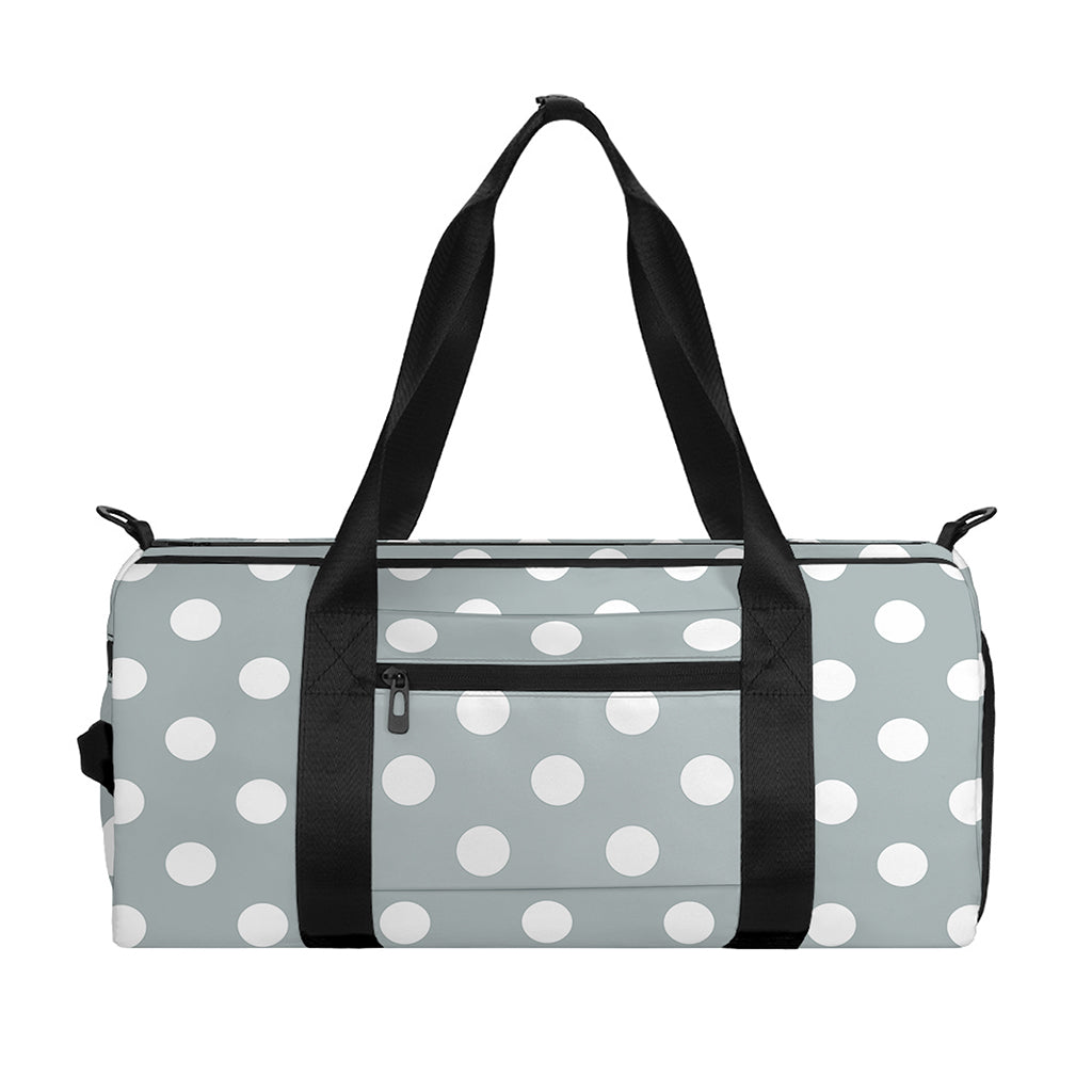 Grey And White Polka Dot Pattern Print Gym Bag