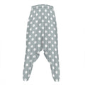 Grey And White Polka Dot Pattern Print Hammer Pants