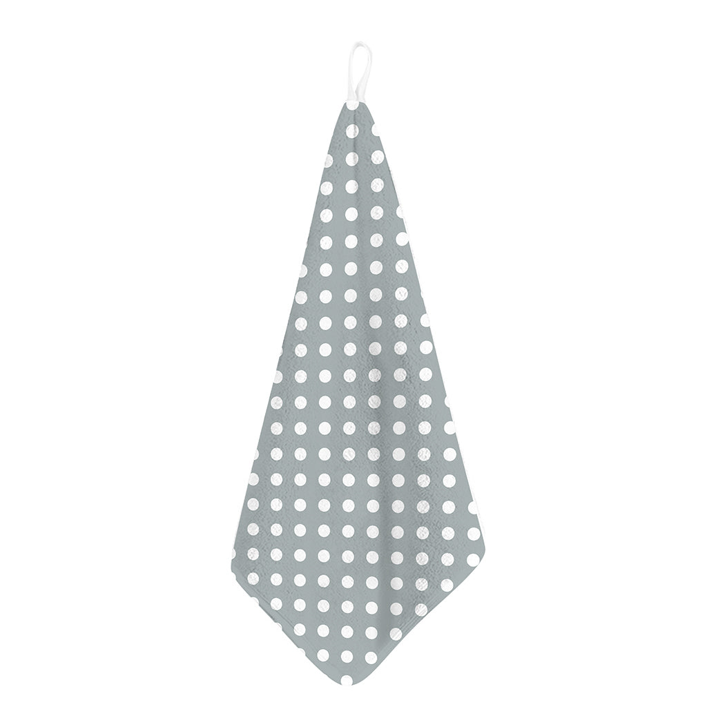 Grey And White Polka Dot Pattern Print Hand Towel