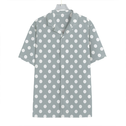 Grey And White Polka Dot Pattern Print Hawaiian Shirt