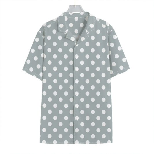 Grey And White Polka Dot Pattern Print Hawaiian Shirt