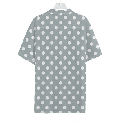 Grey And White Polka Dot Pattern Print Hawaiian Shirt
