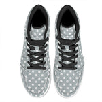 Grey And White Polka Dot Pattern Print High Top Leather Sneakers