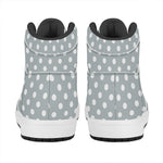 Grey And White Polka Dot Pattern Print High Top Leather Sneakers