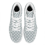 Grey And White Polka Dot Pattern Print High Top Leather Sneakers