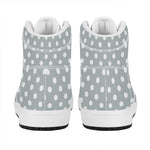 Grey And White Polka Dot Pattern Print High Top Leather Sneakers