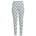 Grey And White Polka Dot Pattern Print High-Waisted Pocket Leggings