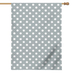 Grey And White Polka Dot Pattern Print House Flag