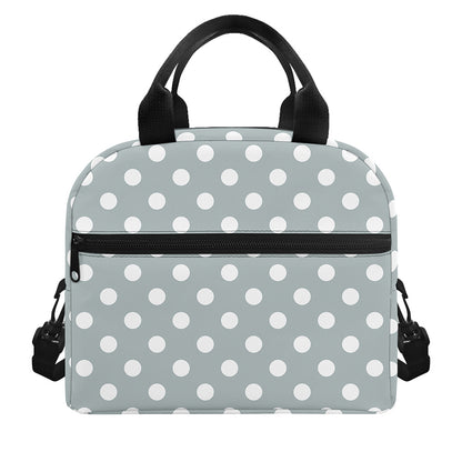 Grey And White Polka Dot Pattern Print Insulated Lunch Bag