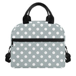 Grey And White Polka Dot Pattern Print Insulated Lunch Bag
