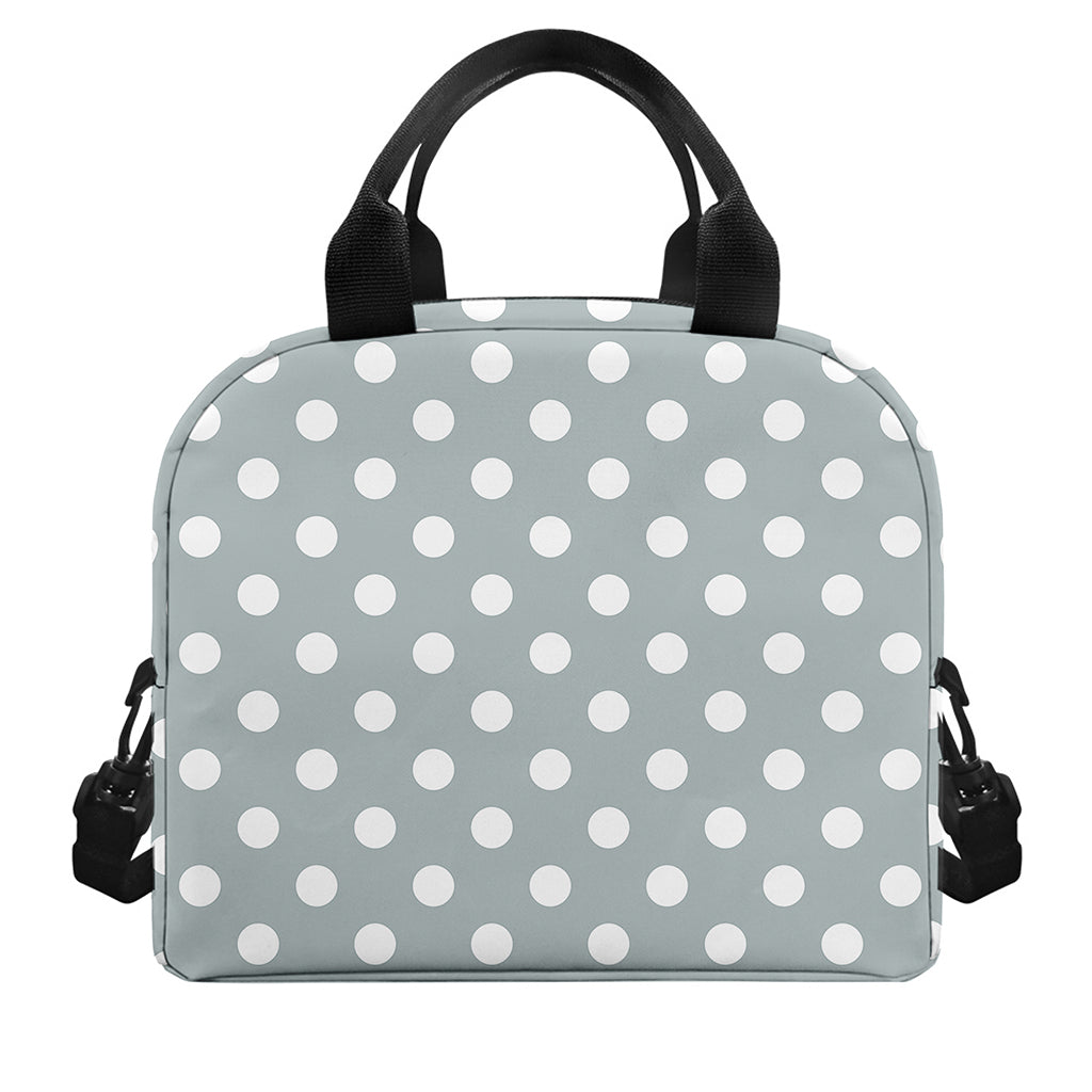 Grey And White Polka Dot Pattern Print Insulated Lunch Bag