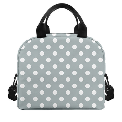 Grey And White Polka Dot Pattern Print Insulated Lunch Bag