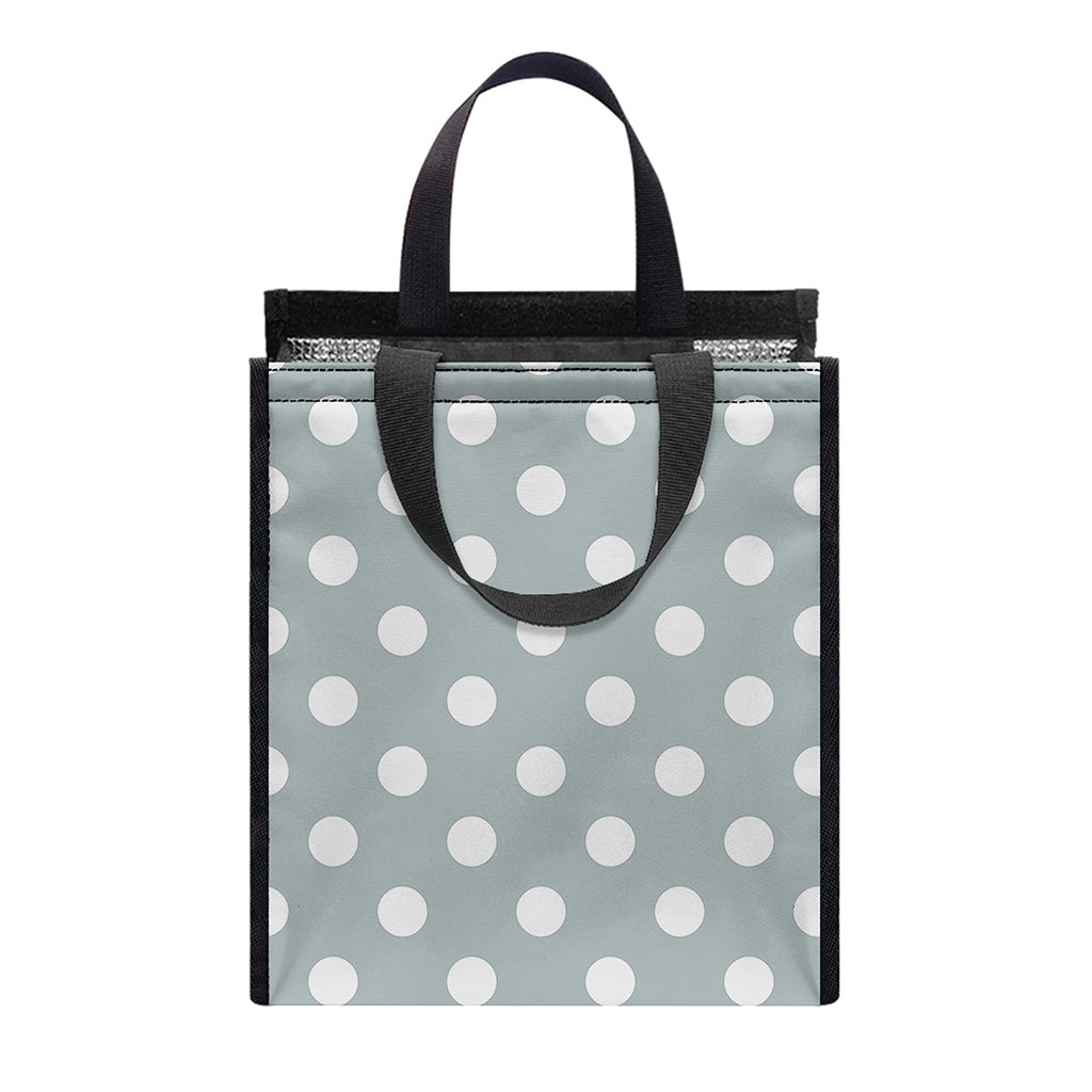 Grey And White Polka Dot Pattern Print Insulated Lunch Tote