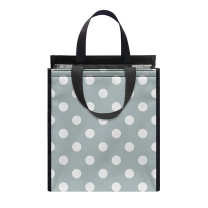 Grey And White Polka Dot Pattern Print Insulated Lunch Tote