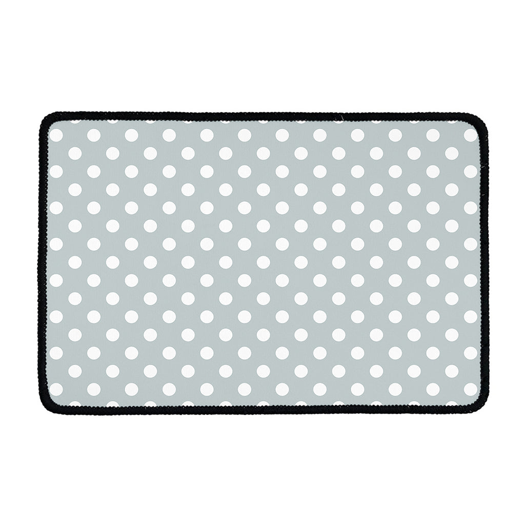 Grey And White Polka Dot Pattern Print Kitchen Mat