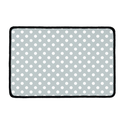 Grey And White Polka Dot Pattern Print Kitchen Mat