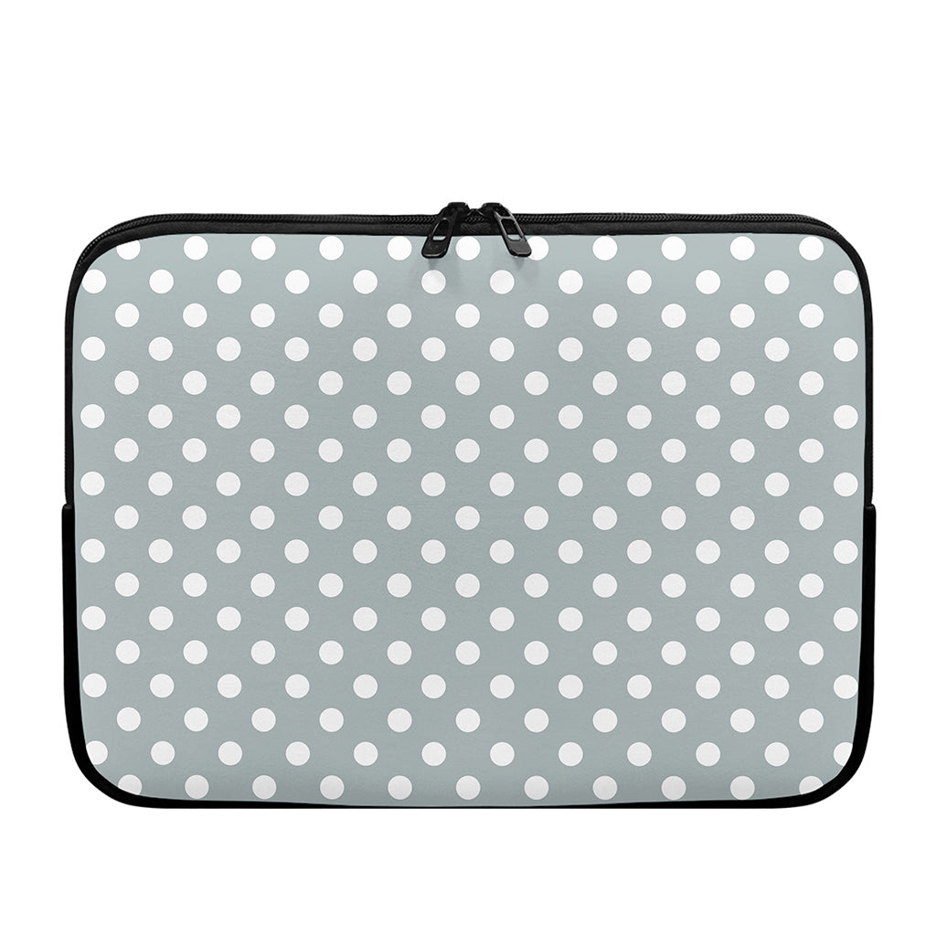 Grey And White Polka Dot Pattern Print Laptop Sleeve