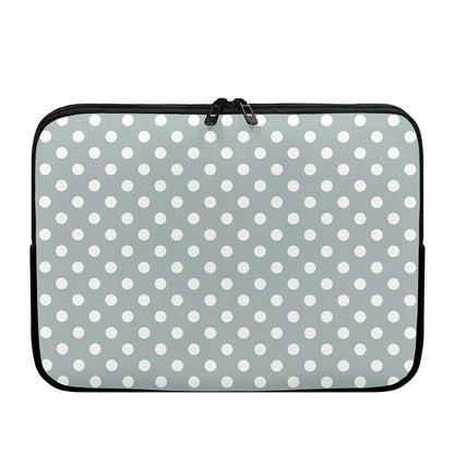 Grey And White Polka Dot Pattern Print Laptop Sleeve