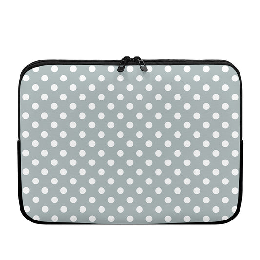 Grey And White Polka Dot Pattern Print Laptop Sleeve