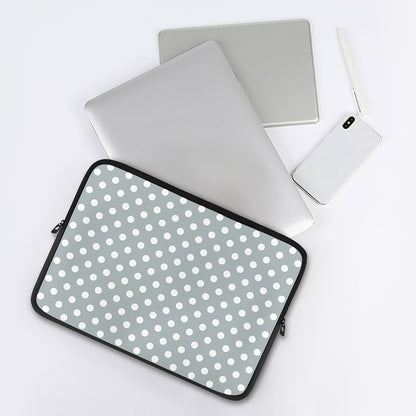 Grey And White Polka Dot Pattern Print Laptop Sleeve
