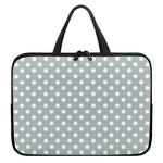 Grey And White Polka Dot Pattern Print Laptop Sleeve With Handle