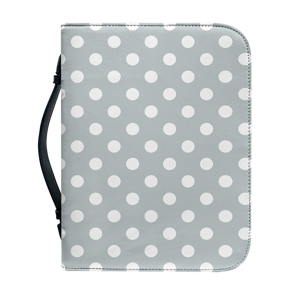 Grey And White Polka Dot Pattern Print Leather Bible Cover