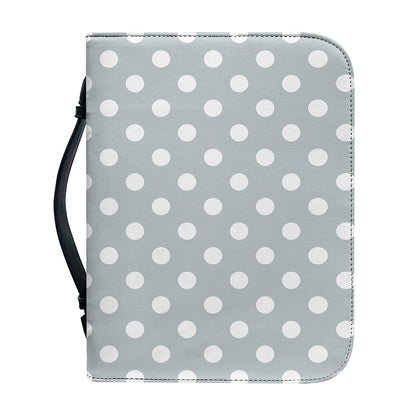 Grey And White Polka Dot Pattern Print Leather Bible Cover