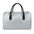 Grey And White Polka Dot Pattern Print Leather Duffel Bag