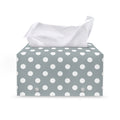 Grey And White Polka Dot Pattern Print Leather Tissue Box Cover
