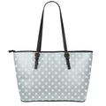 Grey And White Polka Dot Pattern Print Leather Tote Bag With Zipper