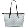 Grey And White Polka Dot Pattern Print Leather Tote Bag