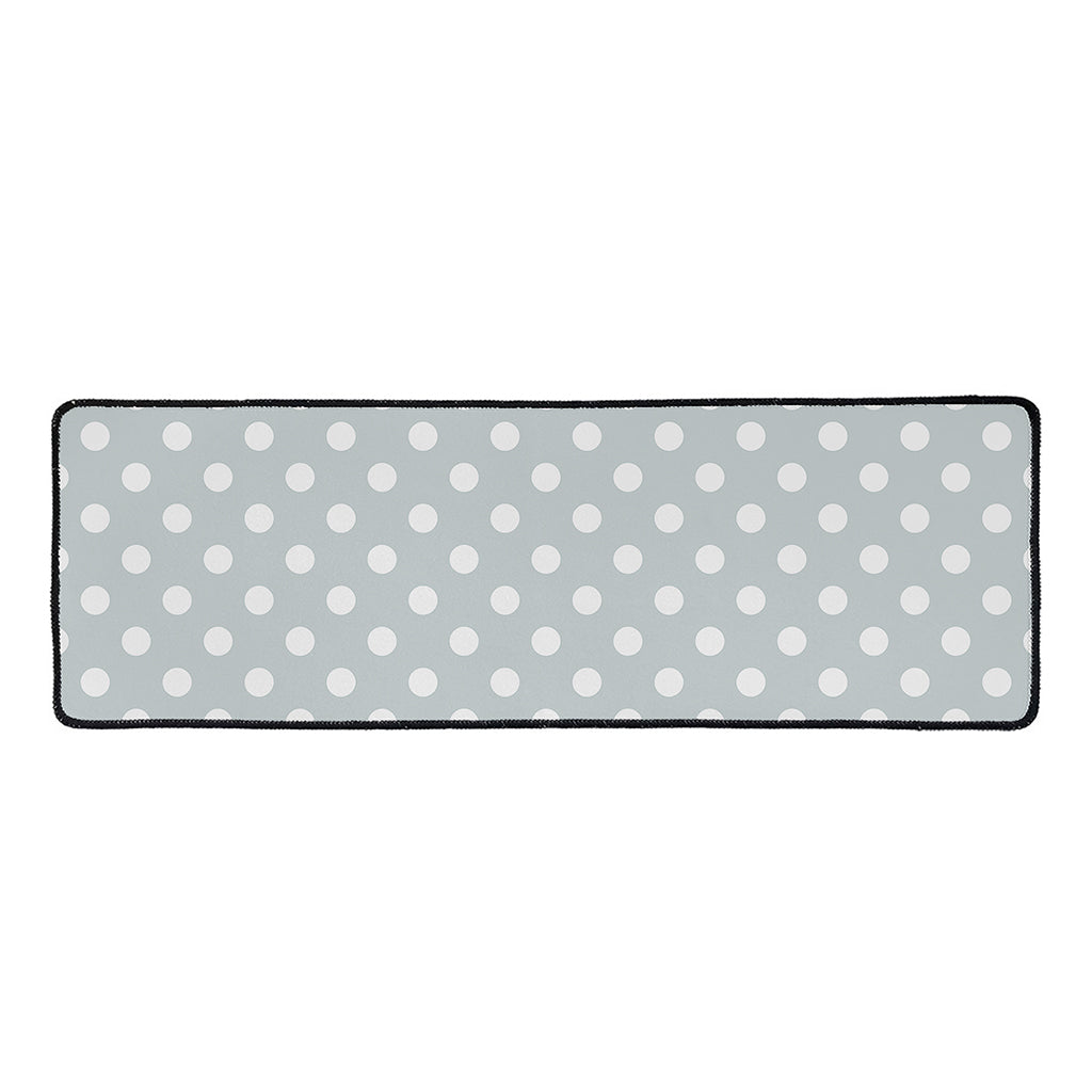 Grey And White Polka Dot Pattern Print Long Kitchen Mat