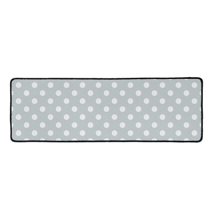 Grey And White Polka Dot Pattern Print Long Kitchen Mat
