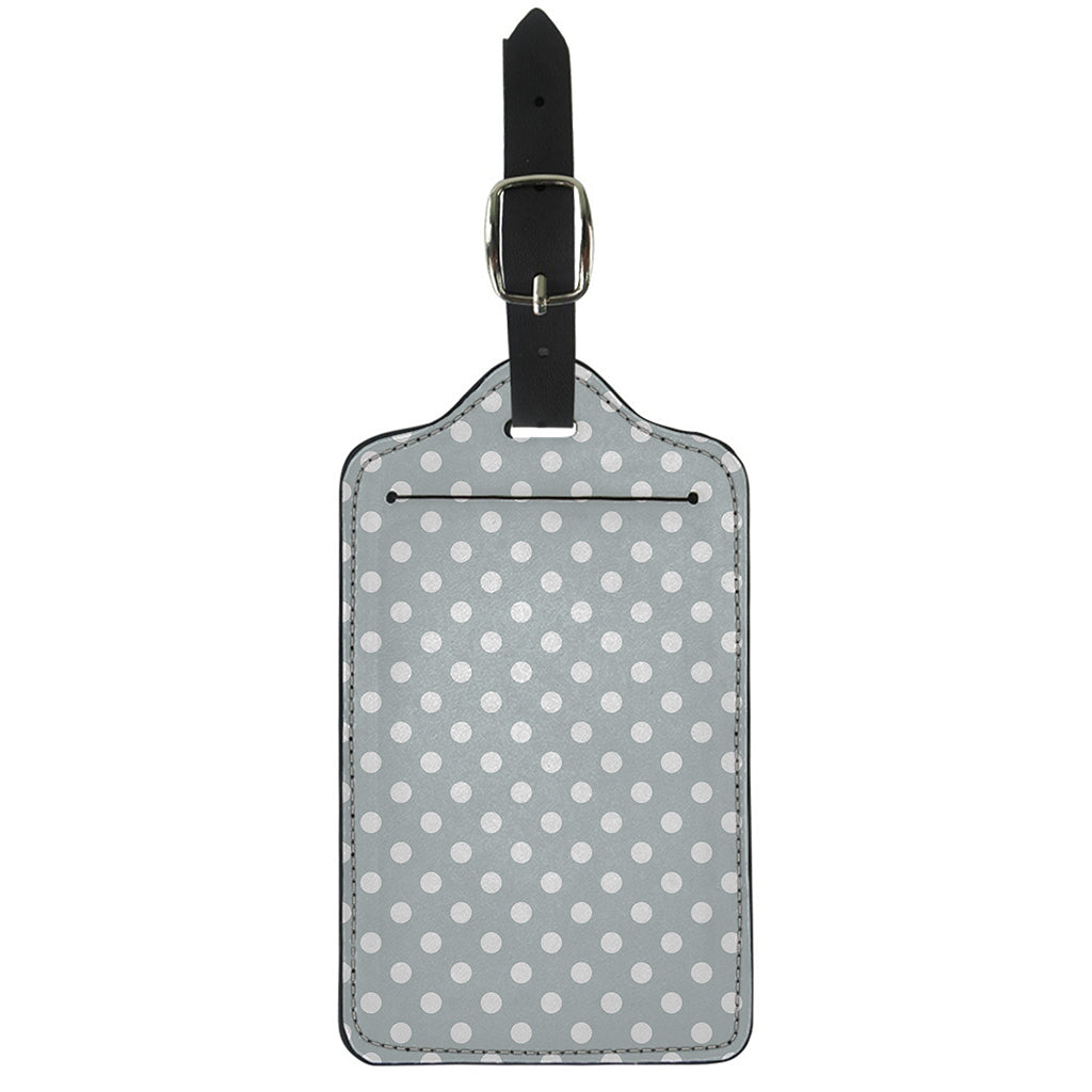 Grey And White Polka Dot Pattern Print Luggage Tag