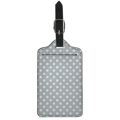 Grey And White Polka Dot Pattern Print Luggage Tag
