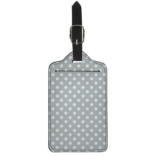 Grey And White Polka Dot Pattern Print Luggage Tag