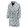 Grey And White Polka Dot Pattern Print Men's Bathrobe