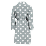 Grey And White Polka Dot Pattern Print Men's Bathrobe