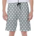 Grey And White Polka Dot Pattern Print Men's Beach Shorts