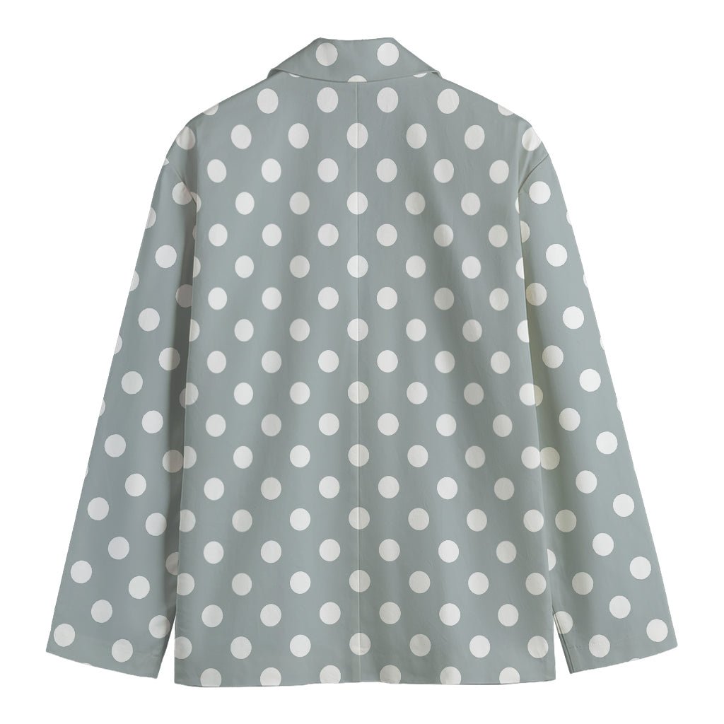 Grey And White Polka Dot Pattern Print Men's Blazer