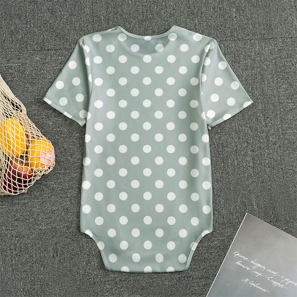 Grey And White Polka Dot Pattern Print Men's Bodysuit