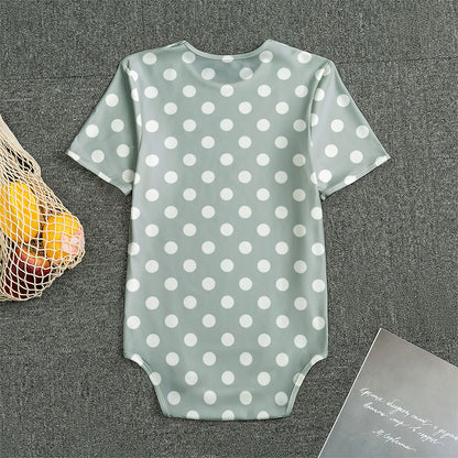 Grey And White Polka Dot Pattern Print Men's Bodysuit