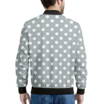 Grey And White Polka Dot Pattern Print Men's Bomber Jacket