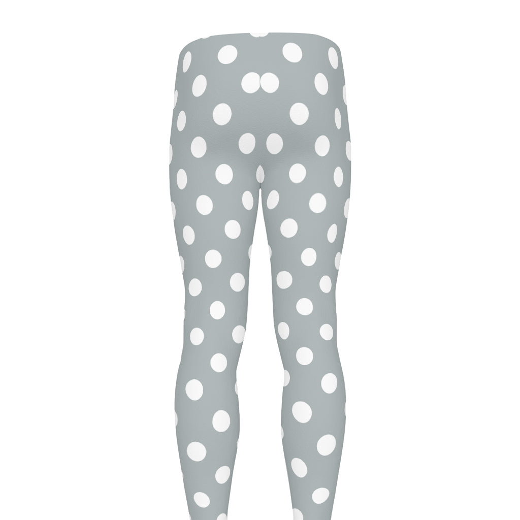 Grey And White Polka Dot Pattern Print Men's leggings