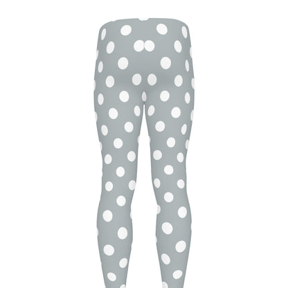Grey And White Polka Dot Pattern Print Men's leggings